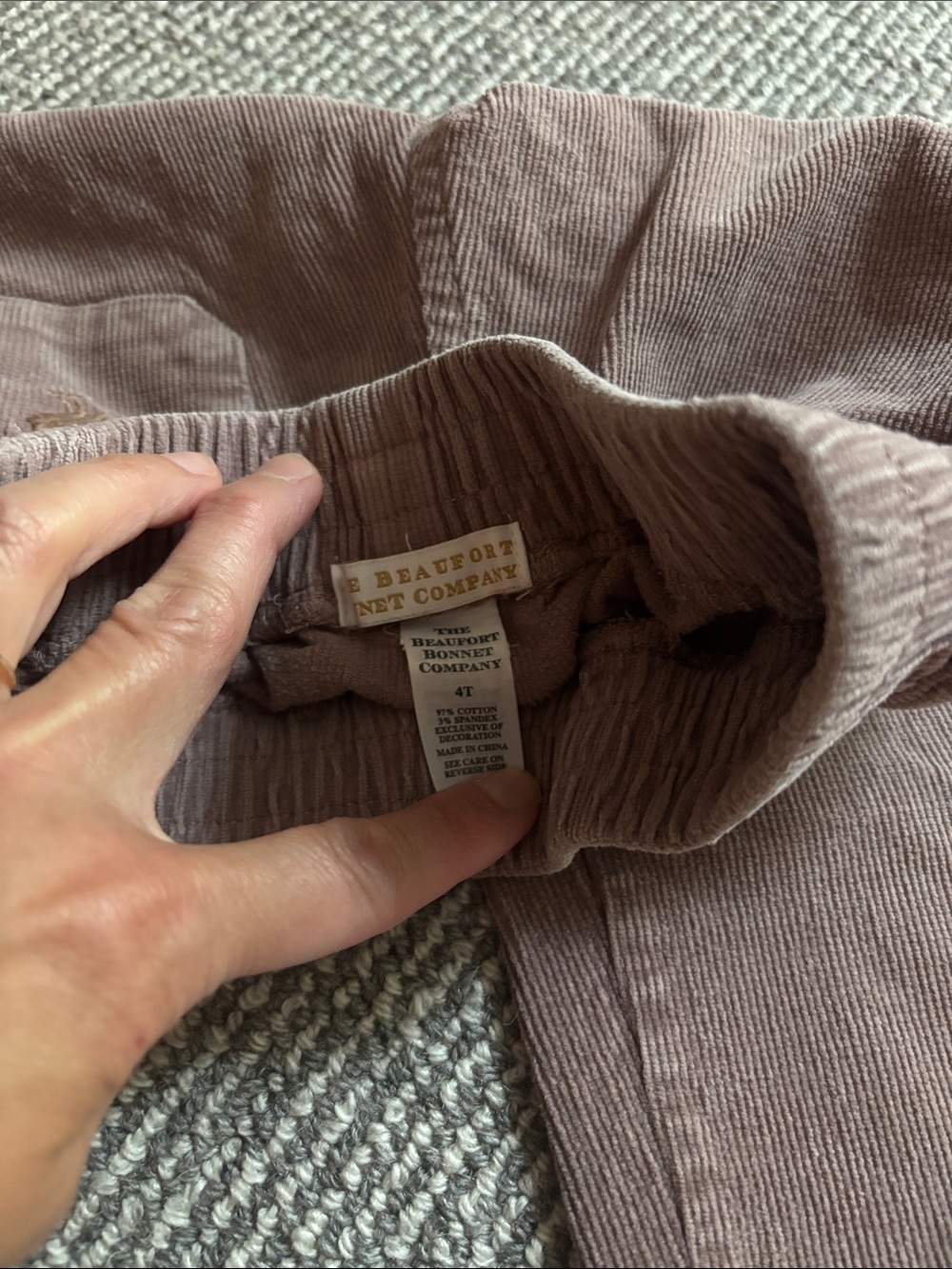 Beauport Bonnet Company Corduroy Pants in Dusty Mauve